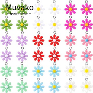 Muvako จี้เรซิ่น รูปดอกไม้ หลากสี สําหรับเย็บสร้อยคอ เรซิน