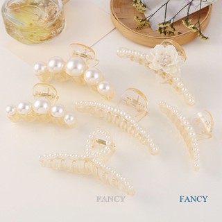 Fancy กิ๊บติดผม รูปปลาฉลาม ประดับไข่มุก หรูหรา สไตล์เกาหลี