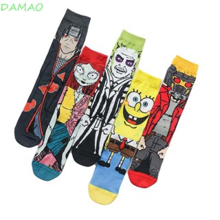 DAMAO ถุงเท้า ผ้าฝ้าย พิมพ์ลายสไปเดอร์แมน สไตล์ฮิปฮอป ของขวัญส่วนบุคคล