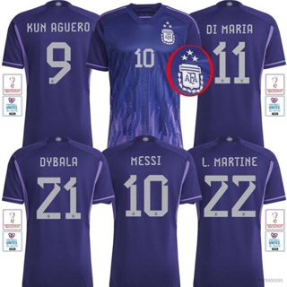 เสื้อกีฬาแขนสั้น ลายทีมชาติฟุตบอลเวิลด์คัพ NP2 22-23 Argentina 3 Star Away Messi Di Maria Martinez Dybala Aguero พลัสไซซ์ PN2