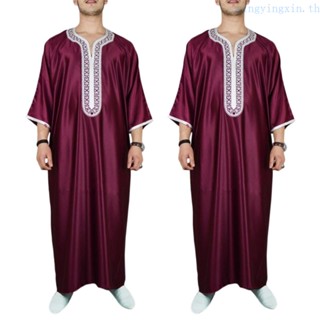 Yin เสื้อผ้ามุสลิมดั้งเดิม ซาอุดิอาหรับ Kaftan ตะวันออกกลาง Jubba Thobe สําหรับผู้ชาย