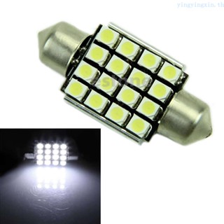 Yin หลอดไฟแคนบัส LED 16 ดวง 1210 SMD 12V 36 มม. สีขาว สําหรับติดรถยนต์