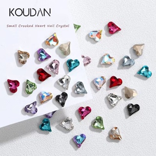 Koudan สติกเกอร์คริสตัลเพชรเทียม พลอยเทียม หินใส รูปหัวใจ หรูหรา สําหรับตกแต่งเล็บ DIY 10 ชิ้น