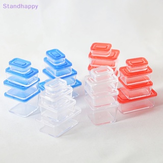 Standhappy กล่องเบนโตะใส ทรงสี่เหลี่ยมผืนผ้า สําหรับใส่อาหาร ผลไม้ ขนมขบเคี้ยว 4 ชิ้น ต่อชุด