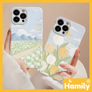 For iPhone 11 Case Biodegradable Eco-friendly Wheat Case Smooth Protection White Oil Painting Tulip Compatible with iPhone 14 Pro max 13 Pro max 12 Pro Max 11 xr xs max 7 8 Plus