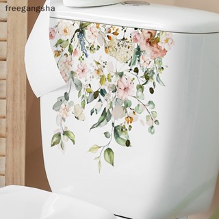 [FREG] 2023 New Green Plant Leaves Wall Sticker Bathroom Toilet Sticker WC Self Adhesive Mural Beautify Flower Home Decoration Decals FDH