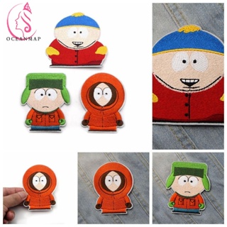 Oceanmap สติกเกอร์ผ้ารีด ปักลายอนิเมะ South Park แฮนด์เมด DIY สําหรับติดตกแต่งเสื้อผ้า กระเป๋านักเรียน