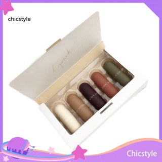 Chicstyle ลิปสติกแคปซูล เนื้อแมตต์ ขนาดเล็ก ติดทนนาน 5 ชิ้น