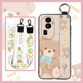 painting flowers Wrist Strap Phone Case For OPPO Reno10 Pro Soft Case Silicone Phone Holder Anti-dust Fashion Design