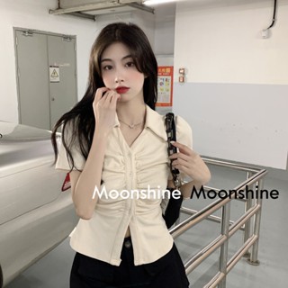 Moon  เสื้อครอป เสื้อแฟชั่นผู้หญิง y2k สีพื้น สําหรับผู้หญิง ใส่ไปคลับ ปาร์ตี้ 2023 NEW 23070716 High quality สวยงาม ins พิเศษ A29J19Z 36Z230909