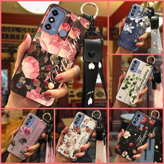 Lanyard Kickstand Phone Case For ZTE Blade A53 Soft Case Anti-knock Phone Holder Silicone protective Shockproof Wrist Strap