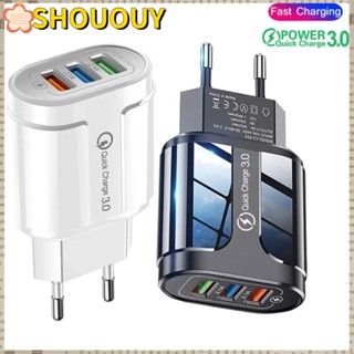 Shououy หัวชาร์จโทรศัพท์ USB 5V2A QC3.0 3 พอร์ต