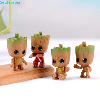 SEPTEMBER Cute Tree Man Groot Tiny Action Figure Groot Figure Mini Groot Interior Accessories Collectible Model 4pcs/set for Kids Model Doll Figure Toys