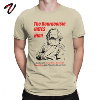 [COD]เสื้อยืด ผ้าฝ้าย พิมพ์ลาย The Bourgeoisie Hates Him Karl Marx พลัสไซซ์ สําหรับผู้ชายS-5XL