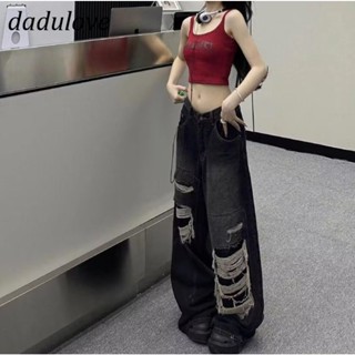 DaDulove💕 New American Ins High Street Retro Ripped Jeans Niche High Waist Wide Leg Pants Large Size Trousers