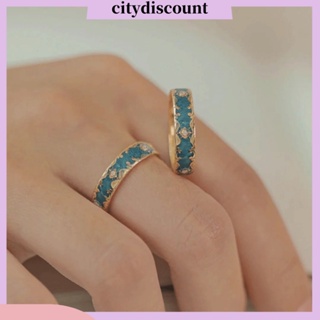 &lt;citydiscount&gt; แหวนโลหะผสม ประดับพลอยเทียม สีเขียว ปรับได้ เครื่องประดับแฟชั่น สําหรับผู้หญิง