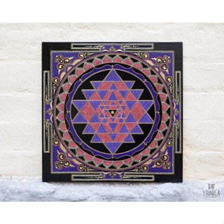 Sri Yantra ภาพวาดผ้าใบ รูปเรขาคณิต สีม่วง สําหรับตกแต่งผนังบ้าน สตูดิโอ โยคะ