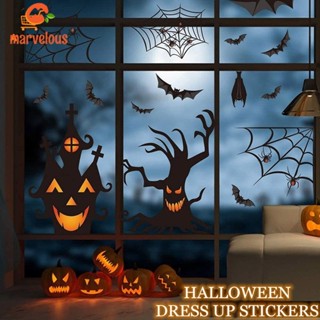 [Halloween Decor] สติกเกอร์วอลเปเปอร์ PVC ลายค้างคาว ฮาโลวีน DIY สําหรับติดตกแต่งกระจก หน้าต่าง