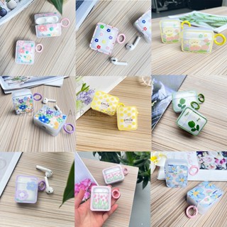 เคสหูฟังบลูทูธไร้สาย TPU นิ่ม ทรงสี่เหลี่ยม ลายดอกไม้ พร้อมตะขอ สําหรับ AirPods 1 2 3 Pro Pro2 3 Pro 3