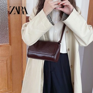 Zara กระเป๋าสะพายไหล่ หนังแว็กซ์ ทรงสี่เหลี่ยม ขนาดเล็ก เข้ากับทุกการแต่งกาย สไตล์เรโทร สําหรับผู้หญิง