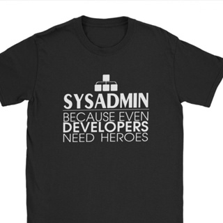 เสื้อยืด ผ้าฝ้าย ขนาดใหญ่ พิมพ์ลายนักพัฒนาซิสดามิน Linux Sysadmin Unix Debian Ubuntu Administrator สําหรับผู้ชาย