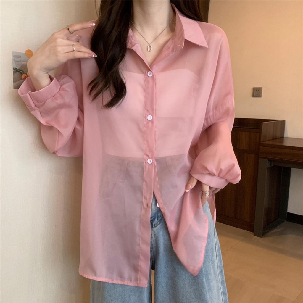 Lune_Grace.W246#เสื้อเชิ้ดแขนยาว ผ้าชีฟองสีทึบงานดี ไส่คลุมเที่ยวทะแล แก๋ๆ - รูปที่ 4