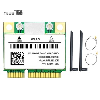 Rtl8822ce การ์ด WiFi พร้อมเสาอากาศ 2X 1200Mbps 2.4G+5Ghz 802.11AC Mini PCIe BT 5.0 รองรับแล็ปท็อป PC Windows 10 11