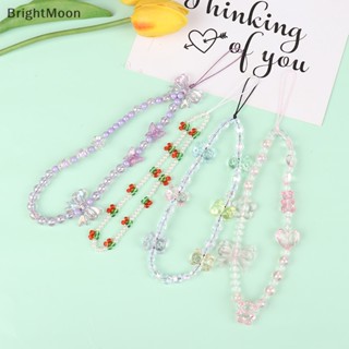 Brightmoon สายคล้องโทรศัพท์มือถือ ประดับลูกปัดคริสตัลใส รูปผีเสื้อ ขนาดเล็ก สําหรับห้อยกระเป๋าเป้สะพายหลัง