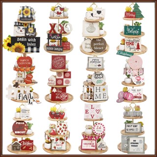 ป้ายไม้ Jaz Christmas Tiered สไตล์บ้านฟาร์มชนบท สําหรับตกแต่งวันวาเลนไทน์