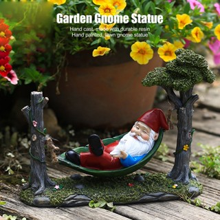 Chris office เปลญวน Gnome รูปปั้นมือทาสีเรซิ่นน่ารักตลก Garden รูปปั้นตกแต่งกลางแจ้ง