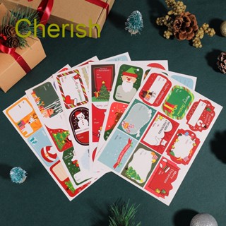 Cherish สติกเกอร์ฉลาก ลาย Merry Christmas DIY สําหรับติดตกแต่งของขวัญปีใหม่ 108 ชิ้น 12 แผ่น