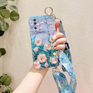 เคสโทรศัพท์มือถือ แบบนิ่ม ลายดอกคามิเลีย พร้อมสายคล้องมือ สําหรับ Honor 90 Pro 5G