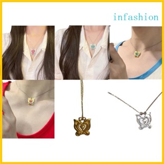 Inf สร้อยคอโชคเกอร์ จี้ผีเสื้อ น่ารัก นางฟ้า เปลี่ยนแปลง สร้อยคอโซ่ ไหปลาร้าหวาน เครื่องประดับ