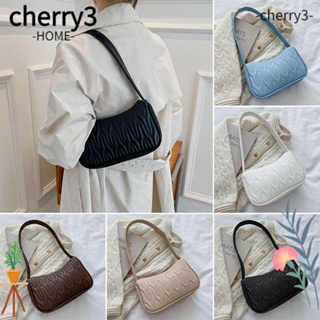 Cherry3 กระเป๋าสะพายไหล่ลําลอง สีพื้น สําหรับผู้หญิง