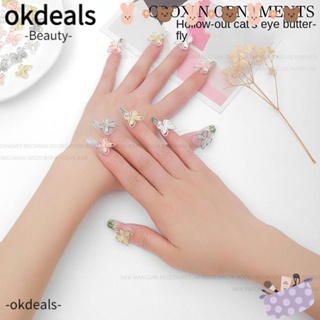 Okdeals อุปกรณ์ตกแต่งเล็บ พลอยเทียม กลิตเตอร์ อัลลอย รูปโบว์ 3D สําหรับตกแต่งเล็บ DIY