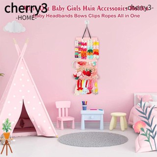 Cherry3 กระเป๋าเก็บกิ๊บติดผม ผ้าสักหลาด ประดับโบว์ สีชมพู สําหรับผู้หญิง