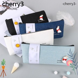 Cherry3 กระเป๋าดินสอ ผ้าแคนวาส แบบพกพา แฟชั่นสร้างสรรค์ สําหรับใส่เครื่องเขียน