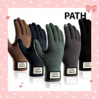 PATH ถุงมือผู้ชาย สีพื้น อบอุ่น คุณภาพสูง หน้าจอสัมผัส แบบหนา