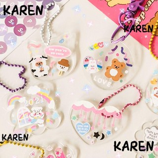 Karen อะคริลิคเปล่า ทรงกลม หัวใจ แผ่นพวงกุญแจ ป้ายแท็ก กระเป๋า เพนแดน Diy เครื่องประดับ ทํา