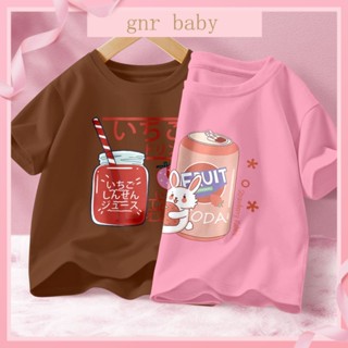 🍓GNR BABY🫐เสื้อยืดแขนสั้น เนื้อผ้าฝ้าย ลายการ์ตูนแอนิเมชั่น ขนาดใหญ่ 3-12 ปี สําหรับเด็กผู้ชาย และเด็กผู้หญิง