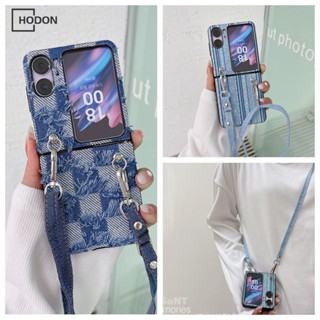 เคสโทรศัพท์มือถือ ผ้ายีน กันกระแทก พร้อมสายคล้อง แฟชั่น สําหรับ OPPO Find N2 Flip FindN2Flip 5G