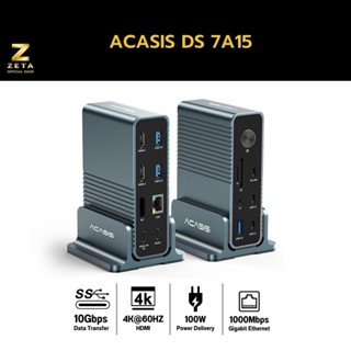 Acasis 15in1 Docking Station USB-C 10GBPS อุปกรณ์ต่อพ่วง HDMI 4K@60 USB C 3.1 Card Reader Gigabit Ethernet แท่นชาร์จ PD