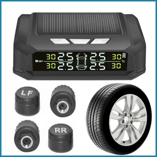 ระบบตรวจสอบความดันลมยาง TPMS ไร้สาย พลังงานแสงอาทิตย์ RV TPMS พร้อมจอแสดงผล LCD 4 เซนเซอร์ TPMS สําหรับการเดินทาง รถพ่วง hangeth