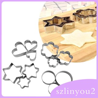 [szlinyou2] ชุดอุปกรณ์ตัดบิสกิต แซนวิช ช็อคโกแลต คุกกี้ สเตนเลส DIY 12 ชิ้น