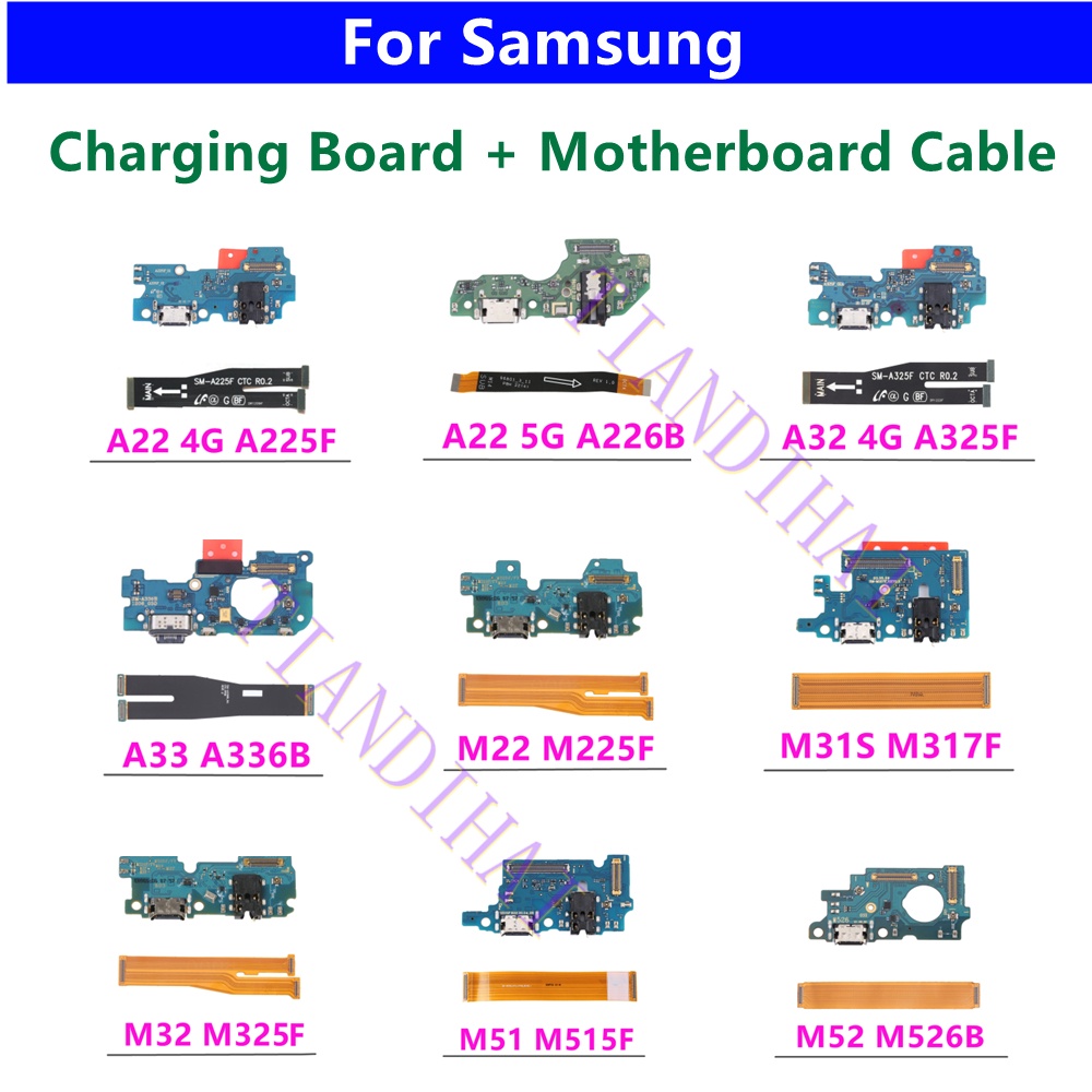 ใหม่ บอร์ดเชื่อมต่อพอร์ตชาร์จ USB และแผ่นชาร์จเมนบอร์ด สําหรับ Samsung A22 A32 4G A33 5G M22 M31S M32 M325F M51 M52