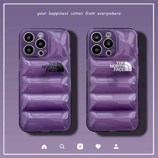 【The North Face】เคสโทรศัพท์มือถือ TPU นิ่ม แบบใส กันตก ลายปักเป้า 3D สีม่วง สําหรับ iPhone 14 Pro Max iPhone 11 12 13 Pro Max X XR XS Max 7plus 8plus