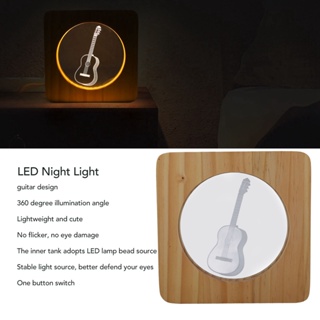 Chris office LED Night Light Inventive Guitar Design กรอบไม้อะคริลิกโคมไฟกลางคืนสำหรับห้องนั่งเล่นห้องนอนข้างเตียง Office