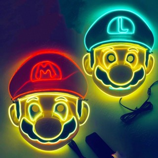 หน้ากากคอสเพลย์ Mario Super Mario มีไฟ Led เรืองแสง อุปกรณ์ประกอบฉากปาร์ตี้ฮาโลวีน