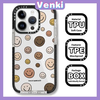 Venki - เข้ากันได้สำหรับ เคส iphone 11 เคสไอโฟน เคสไอโฟน11 คสโทรศัพท์เคสนิ่มเคสใสหนากันกระแทกกรอบป้องกันกล้องขอบสีดำหน้ายิ้มเข้ากันได้กับ iPhone 13 12 11 Pro Max XR XS MAX 7 8 Plus