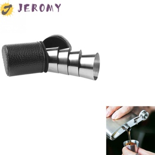 Jeromy แก้วไวน์ เบียร์ วิสกี้ ถ้วยมินิ พกพาง่าย สีเงิน สเตนเลส 30 มล. แก้วเครื่องดื่ม เบียร์ ชา กาแฟ ถุง